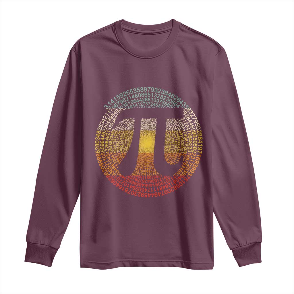 Pi Day Long Sleeve Shirt 3,14 Pi Number Retro Symbol Math Science TS11 Maroon Print Your Wear