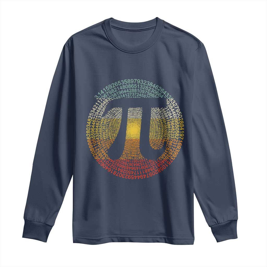 Pi Day Long Sleeve Shirt 3,14 Pi Number Retro Symbol Math Science TS11 Navy Print Your Wear