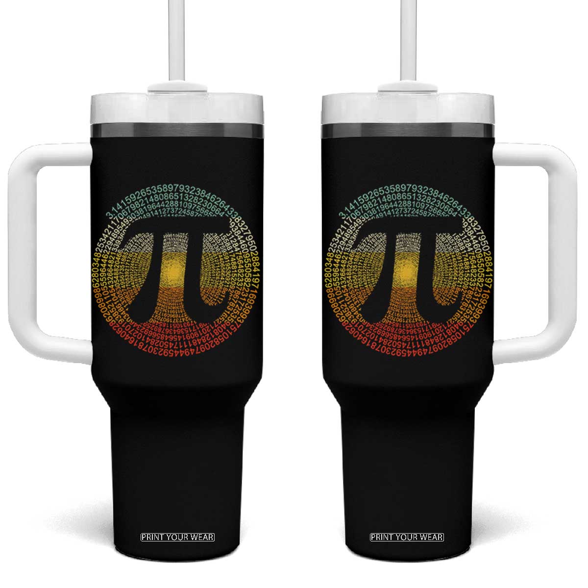 Pi Day Tumbler With Handle 3,14 Pi Number Retro Symbol Math Science TS11 One Size: 40 oz Black Print Your Wear