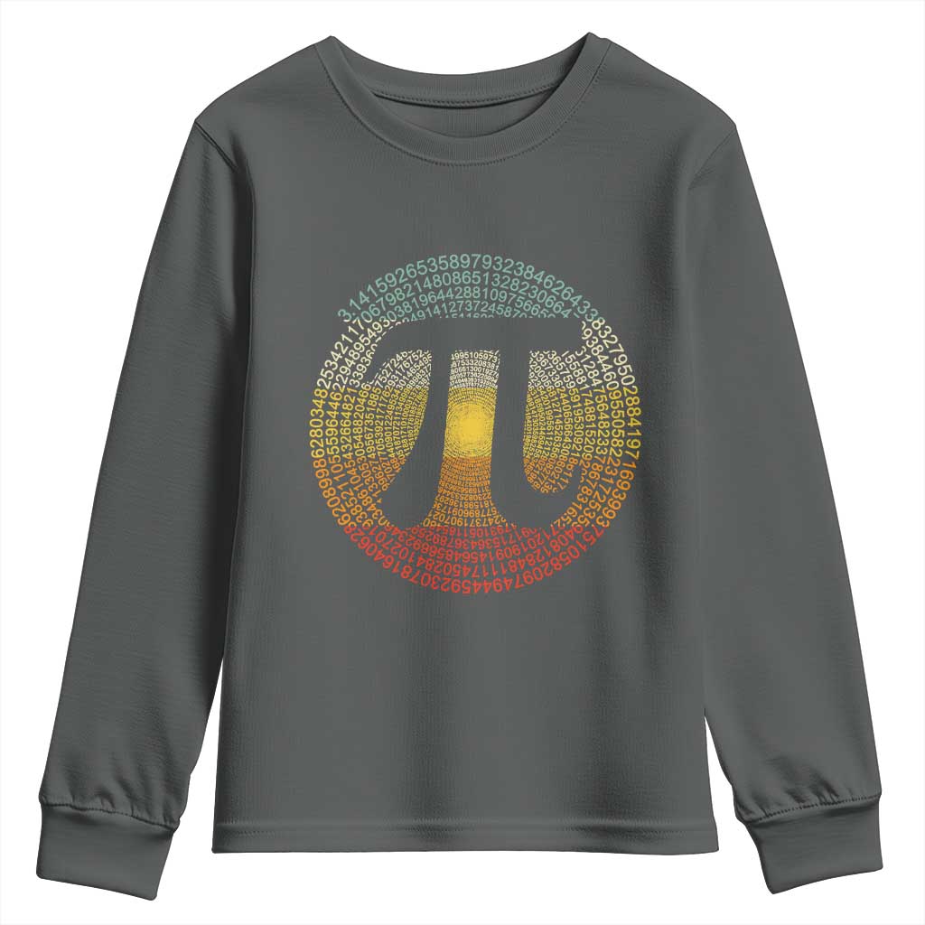 Pi Day Youth Sweatshirt 3,14 Pi Number Retro Symbol Math Science TS11 Dark Heather Print Your Wear