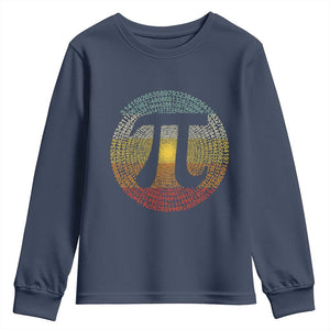 Pi Day Youth Sweatshirt 3,14 Pi Number Retro Symbol Math Science TS11 Navy Print Your Wear