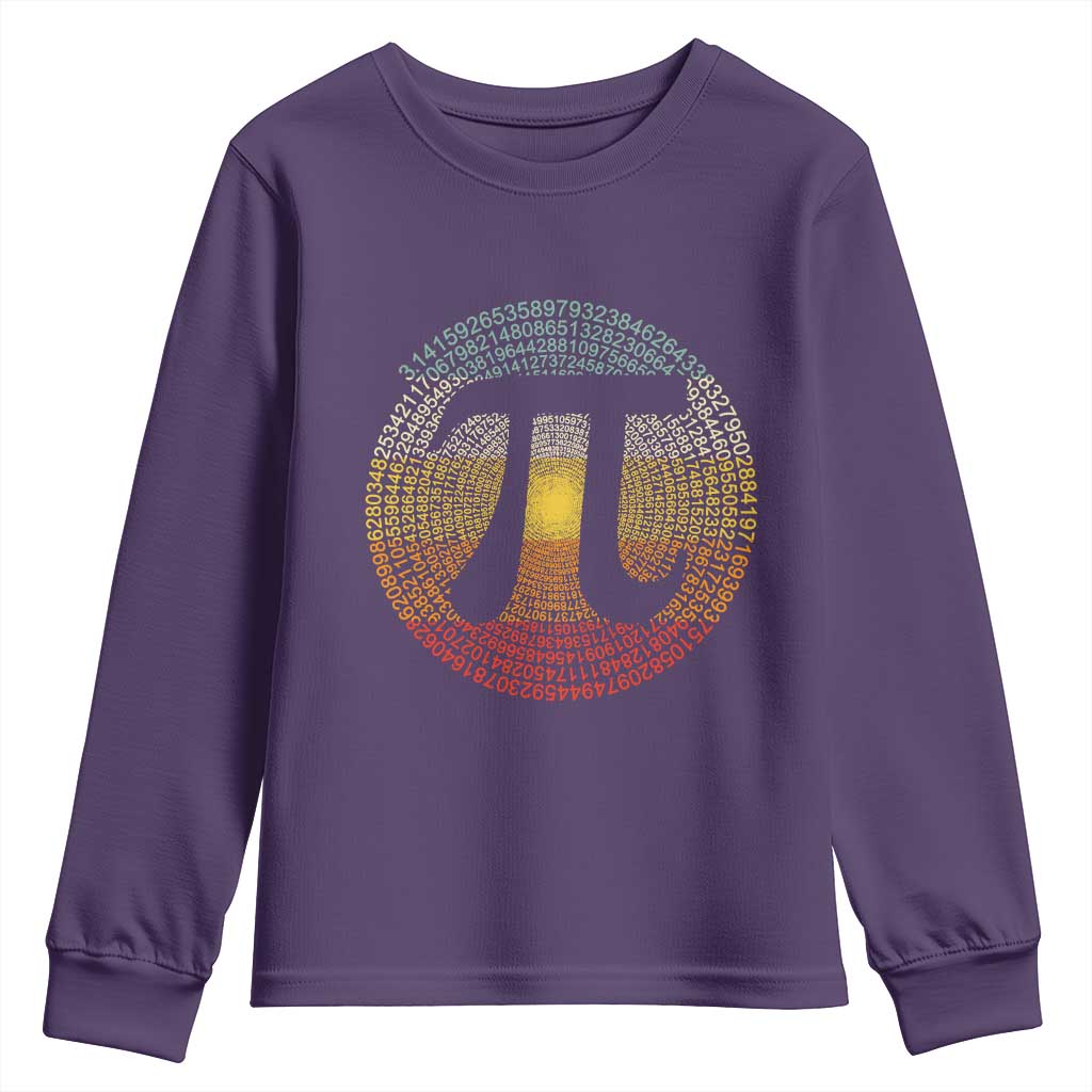 Pi Day Youth Sweatshirt 3,14 Pi Number Retro Symbol Math Science TS11 Purple Print Your Wear