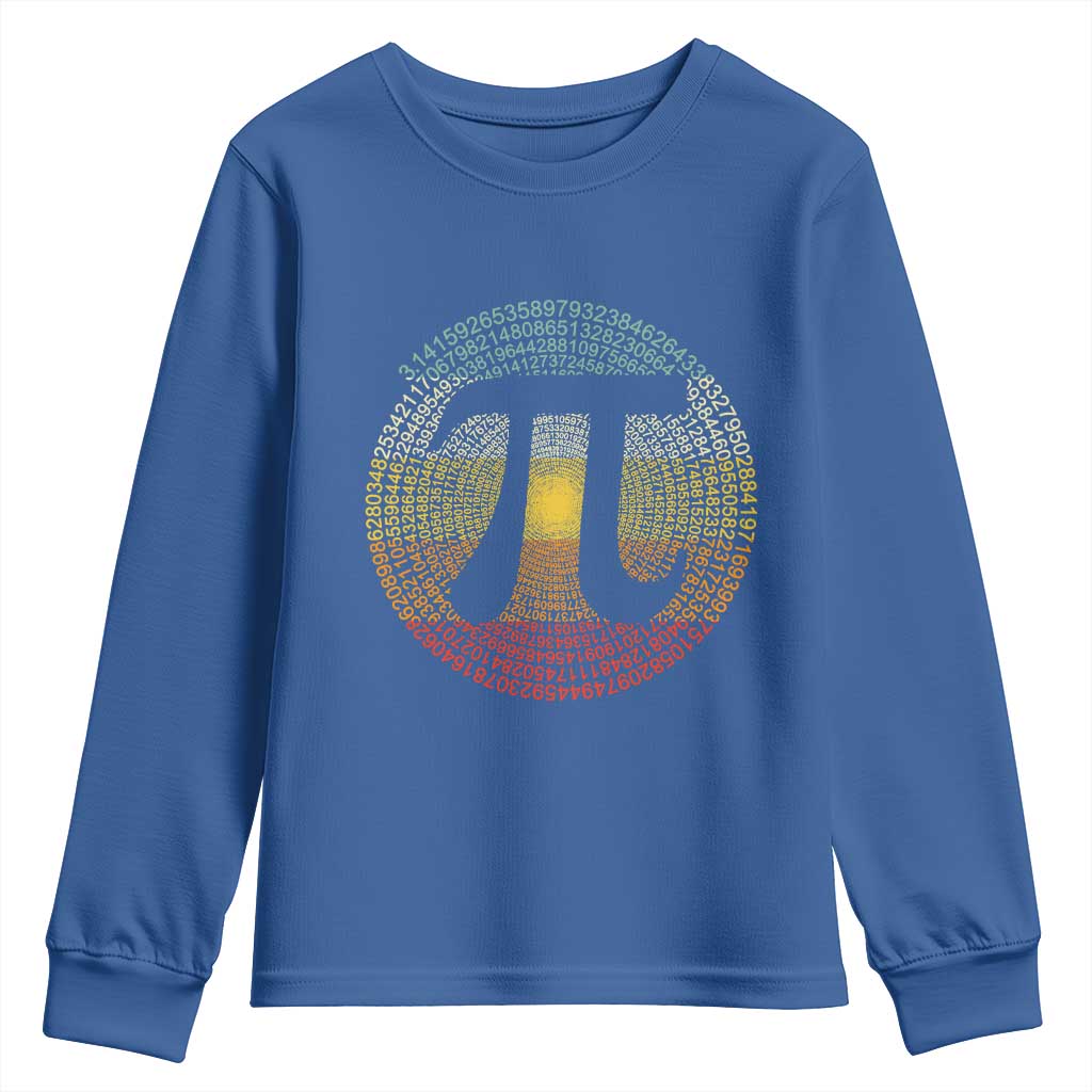 Pi Day Youth Sweatshirt 3,14 Pi Number Retro Symbol Math Science TS11 Royal Blue Print Your Wear