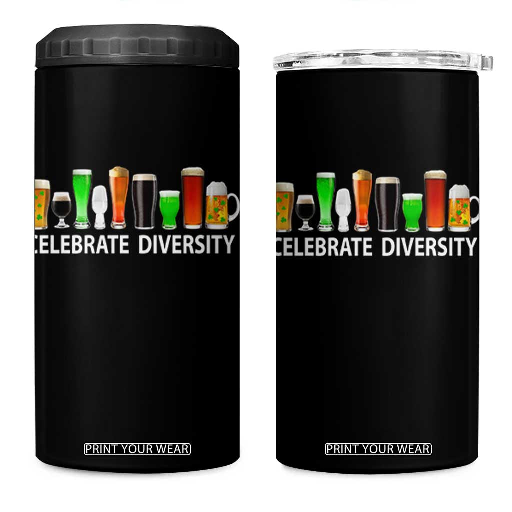 Celebrate Diversity St Patricks Day Beer Drinking 4 in 1 Can Cooler Tumbler TS11 One Size: 16 oz Black Print Your Wear
