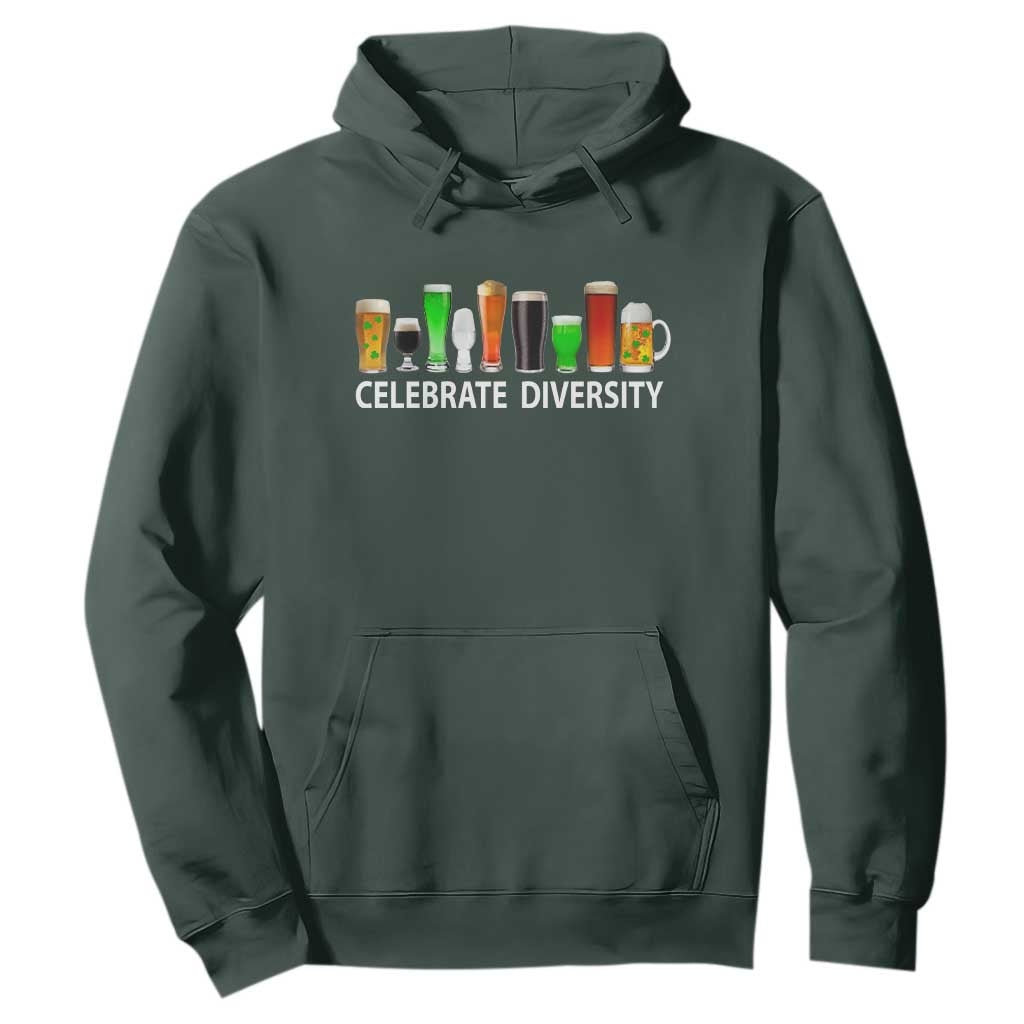 Celebrate Diversity St Patricks Day Beer Drinking Hoodie TS11 Dark Forest Green Print Your Wear