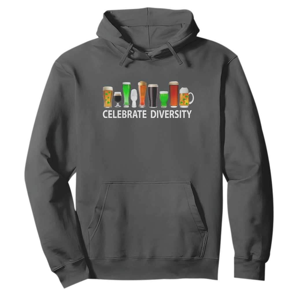 Celebrate Diversity St Patricks Day Beer Drinking Hoodie TS11 Dark Heather Print Your Wear