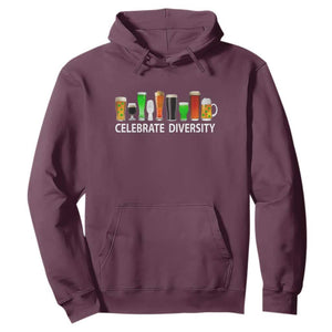 Celebrate Diversity St Patricks Day Beer Drinking Hoodie TS11 Maroon Print Your Wear