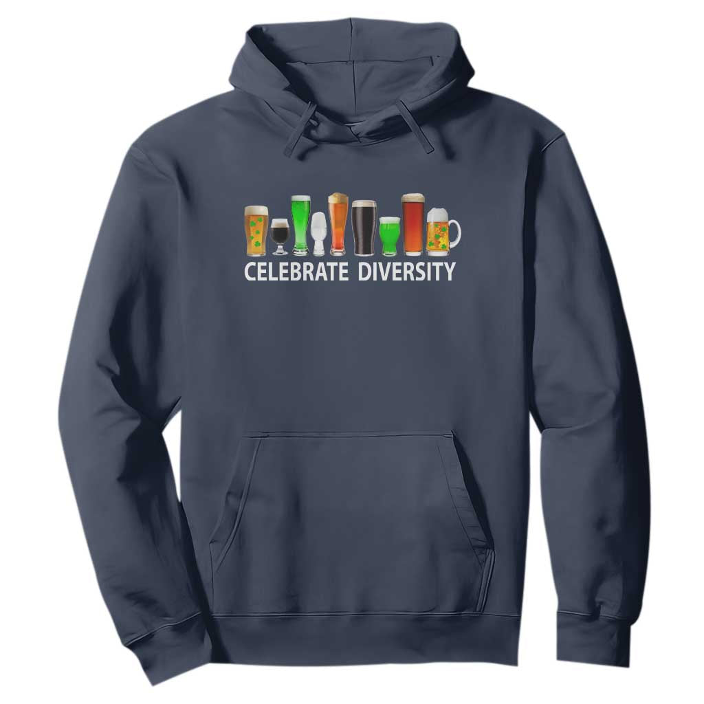 Celebrate Diversity St Patricks Day Beer Drinking Hoodie TS11 Navy Print Your Wear