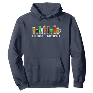 Celebrate Diversity St Patricks Day Beer Drinking Hoodie TS11 Navy Print Your Wear