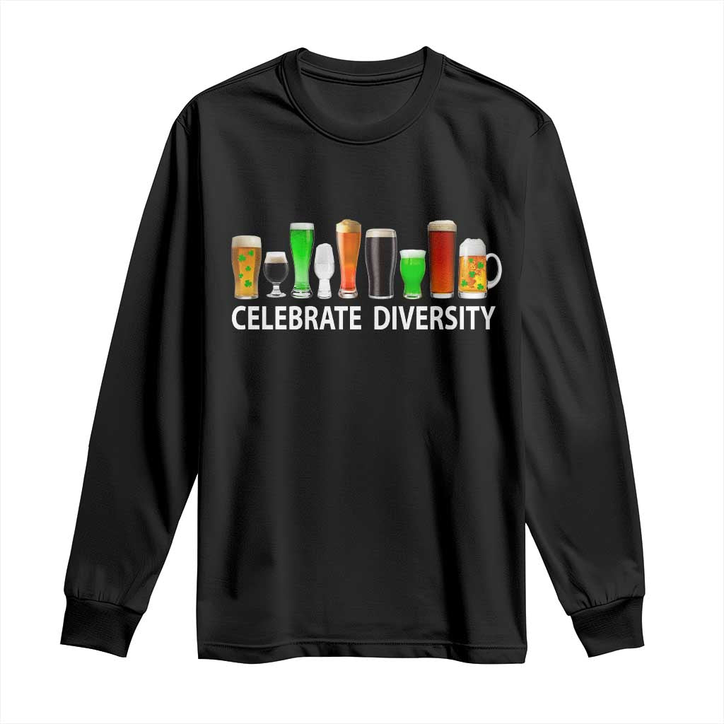 Celebrate Diversity St Patricks Day Beer Drinking Long Sleeve Shirt TS11 Black Print Your Wear