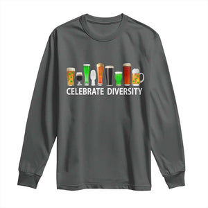 Celebrate Diversity St Patricks Day Beer Drinking Long Sleeve Shirt TS11 Dark Heather Print Your Wear