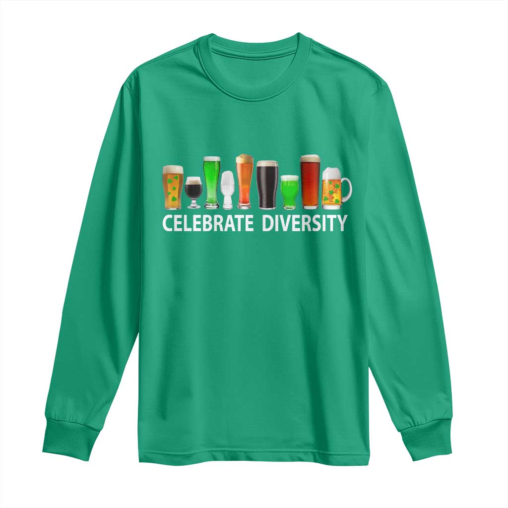 Celebrate Diversity St Patricks Day Beer Drinking Long Sleeve Shirt TS11 Irish Green Print Your Wear
