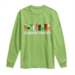 Celebrate Diversity St Patricks Day Beer Drinking Long Sleeve Shirt TS11 Lime Print Your Wear