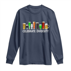 Celebrate Diversity St Patricks Day Beer Drinking Long Sleeve Shirt TS11 Navy Print Your Wear