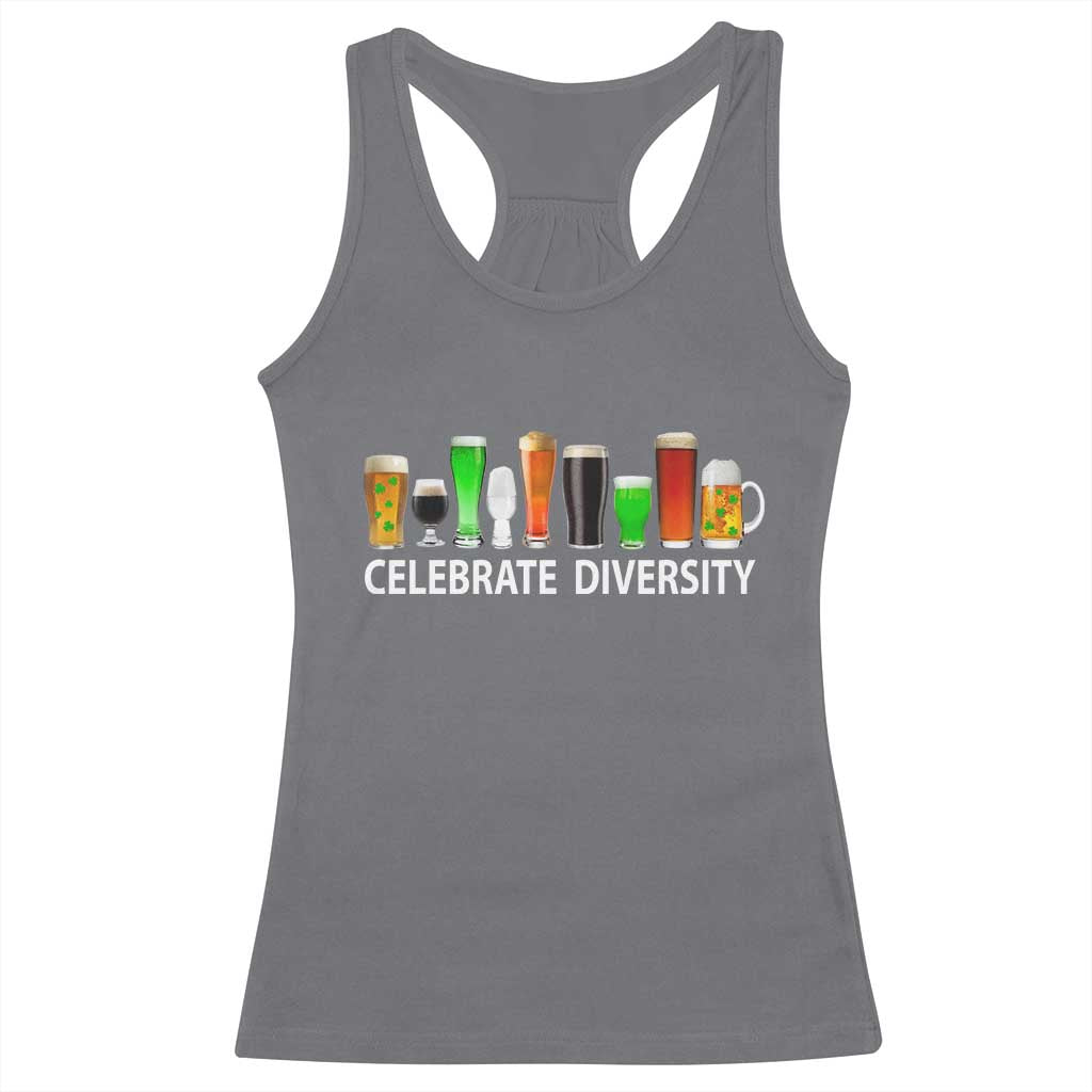 Celebrate Diversity St Patricks Day Beer Drinking Racerback Tank Top TS11 Charcoal Print Your Wear