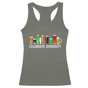 Celebrate Diversity St Patricks Day Beer Drinking Racerback Tank Top TS11 Military Green Print Your Wear
