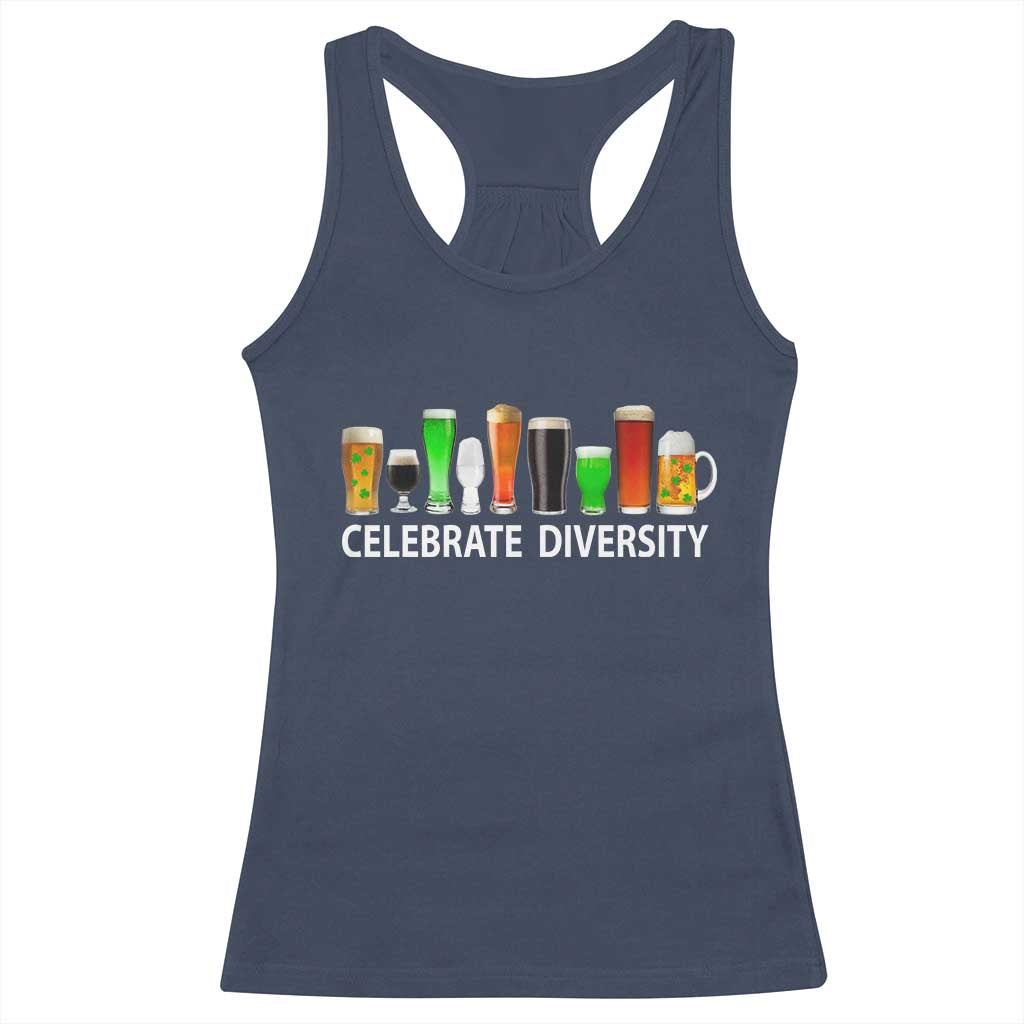 Celebrate Diversity St Patricks Day Beer Drinking Racerback Tank Top TS11 Navy Print Your Wear