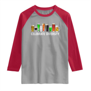 Celebrate Diversity St Patricks Day Beer Drinking Raglan Shirt TS11 Sport Gray Red Print Your Wear