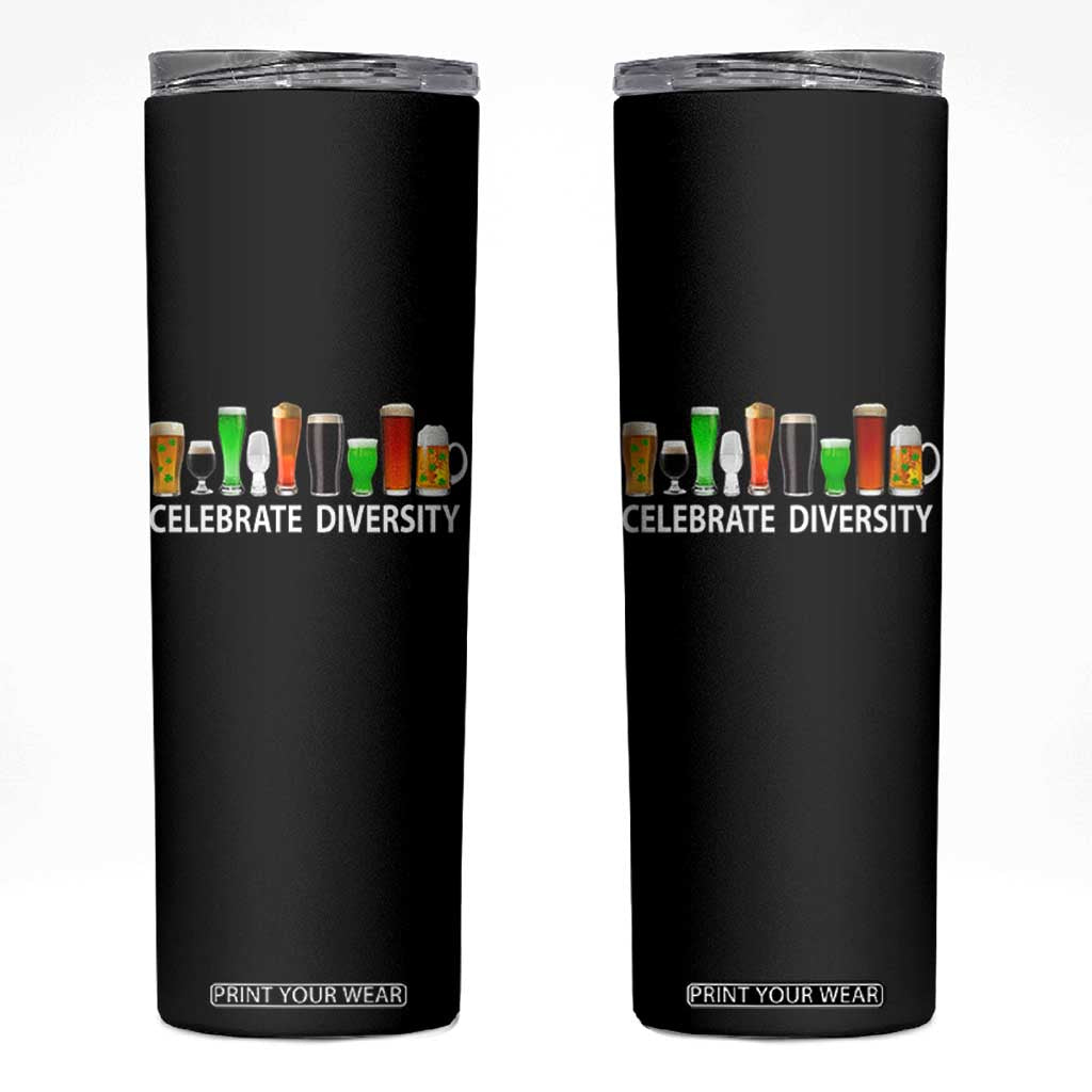 Celebrate Diversity St Patricks Day Beer Drinking Skinny Tumbler TS11 Black Print Your Wear