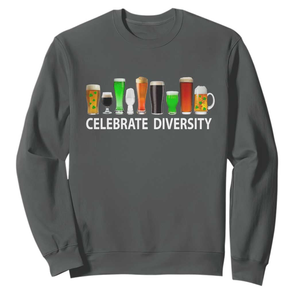 Celebrate Diversity St Patricks Day Beer Drinking Sweatshirt TS11 Dark Heather Print Your Wear