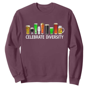 Celebrate Diversity St Patricks Day Beer Drinking Sweatshirt TS11 Maroon Print Your Wear
