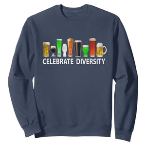 Celebrate Diversity St Patricks Day Beer Drinking Sweatshirt TS11 Navy Print Your Wear