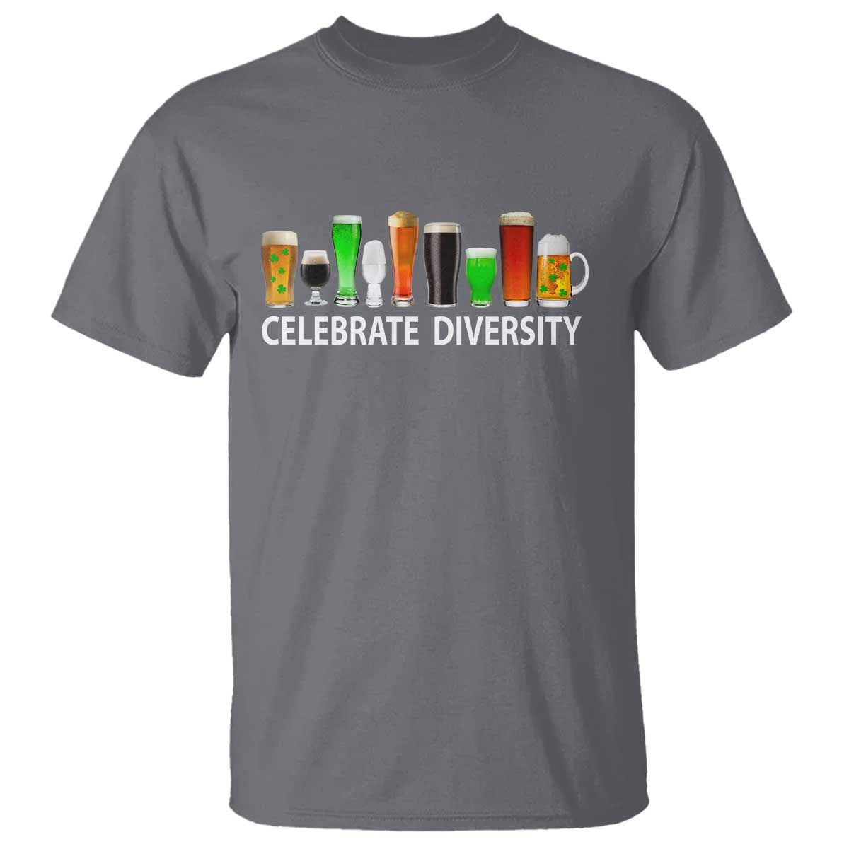 Celebrate Diversity St Patricks Day Beer Drinking T Shirt TS11 Charcoal Print Your Wear
