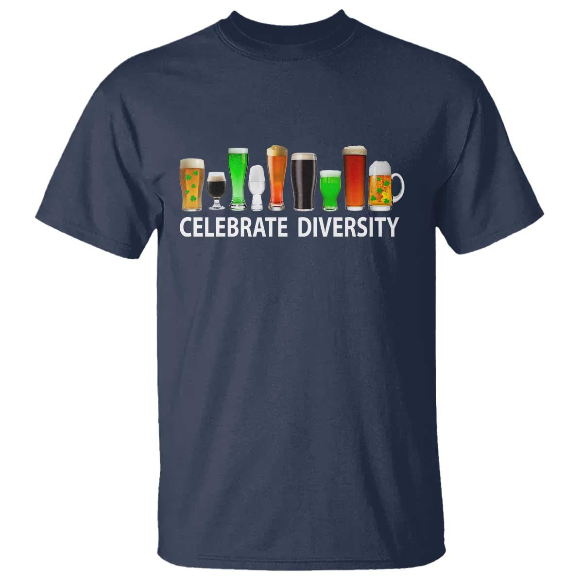 Celebrate Diversity St Patricks Day Beer Drinking T Shirt TS11 Navy Print Your Wear