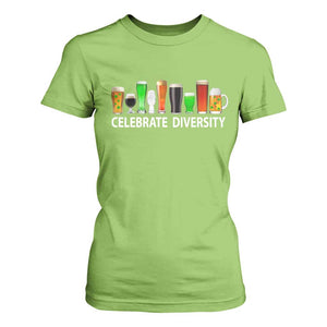 Celebrate Diversity St Patricks Day Beer Drinking T Shirt For Women TS11 Lime Print Your Wear