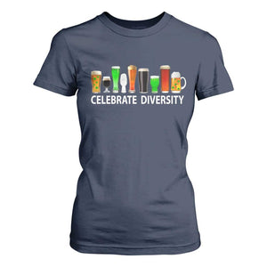 Celebrate Diversity St Patricks Day Beer Drinking T Shirt For Women TS11 Navy Print Your Wear