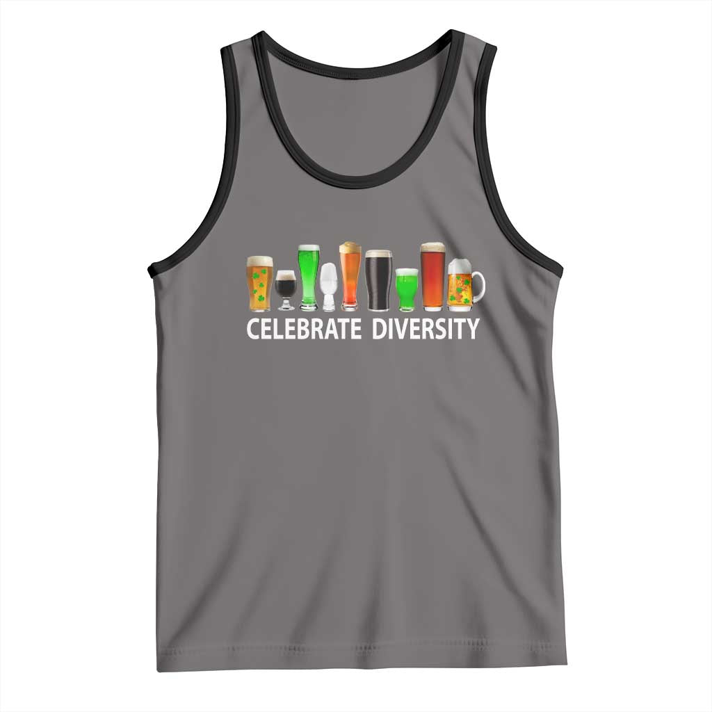Celebrate Diversity St Patricks Day Beer Drinking Tank Top TS11 Deep Heather Black Print Your Wear