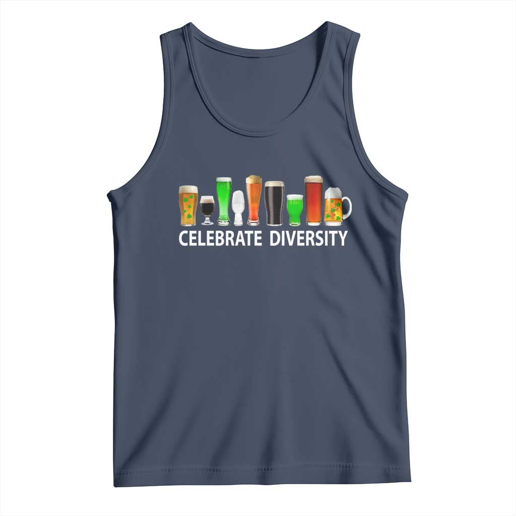 Celebrate Diversity St Patricks Day Beer Drinking Tank Top TS11 Navy Print Your Wear