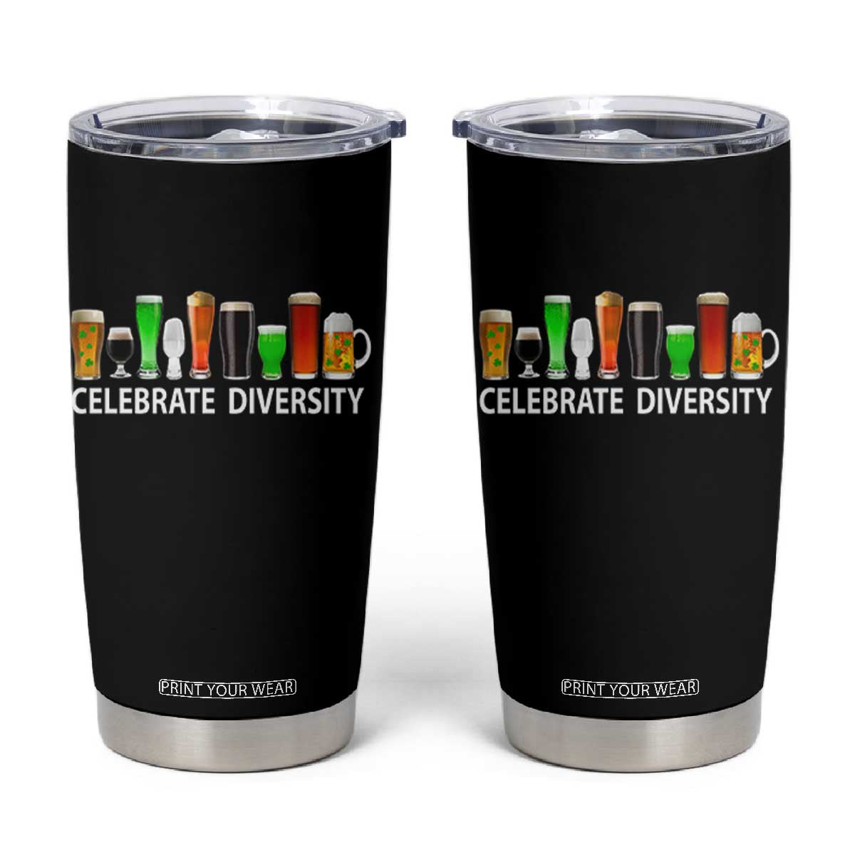 Celebrate Diversity St Patricks Day Beer Drinking Tumbler Cup TS11 Black Print Your Wear