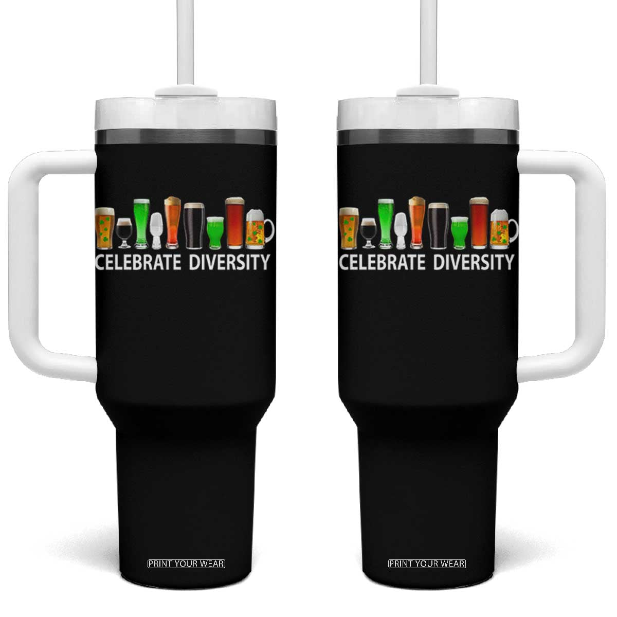 Celebrate Diversity St Patricks Day Beer Drinking Tumbler With Handle TS11 One Size: 40 oz Black Print Your Wear