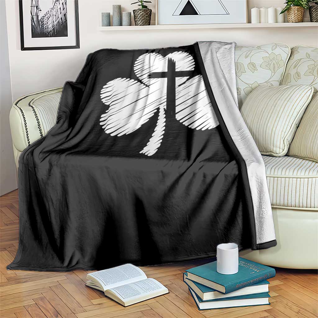 St Patricks Day Christian Religious Shamrock Cross Throw Blanket TS11 Print Your Wear