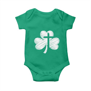 St Patricks Day Christian Religious Shamrock Cross Baby Onesie TS11 Irish Green Print Your Wear