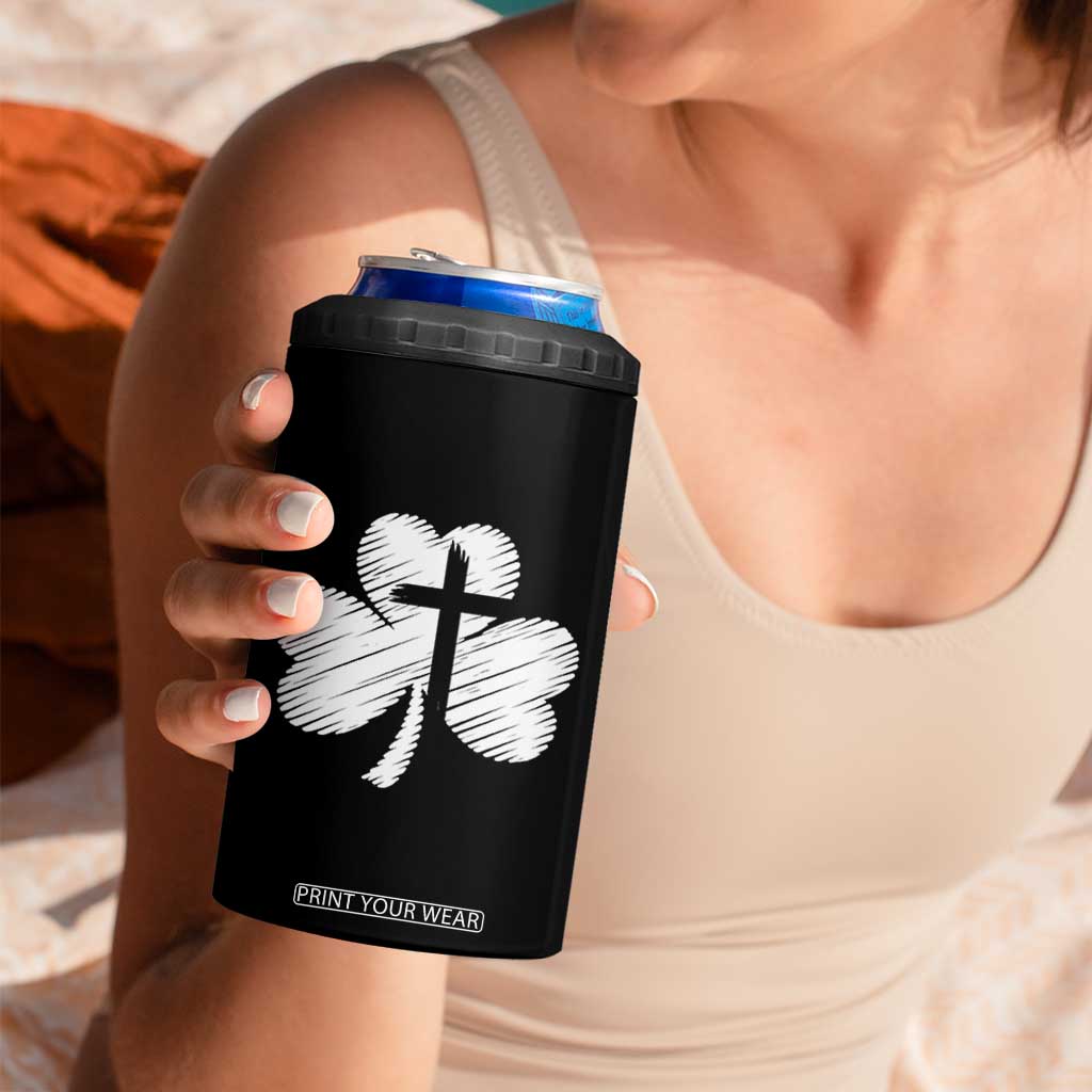 St Patricks Day Christian Religious Shamrock Cross 4 in 1 Can Cooler Tumbler TS11 Print Your Wear