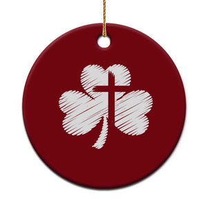 St Patricks Day Christian Religious Shamrock Cross Ceramic Ornament TS11 1pc Red Print Your Wear