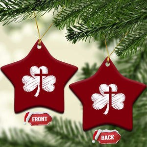 St Patricks Day Christian Religious Shamrock Cross Ceramic Ornament TS11 Print Your Wear