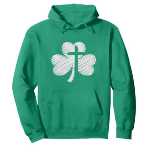 St Patricks Day Christian Religious Shamrock Cross Hoodie TS11 Irish Green Print Your Wear