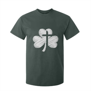 St Patricks Day Christian Religious Shamrock Cross T Shirt For Kid TS11 Dark Forest Green Print Your Wear