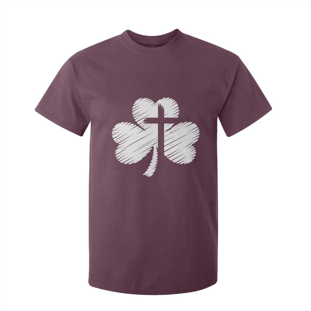 St Patricks Day Christian Religious Shamrock Cross T Shirt For Kid TS11 Maroon Print Your Wear
