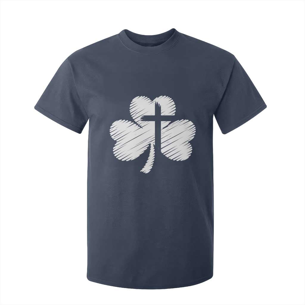 St Patricks Day Christian Religious Shamrock Cross T Shirt For Kid TS11 Navy Print Your Wear