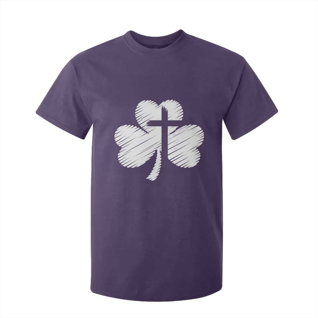 St Patricks Day Christian Religious Shamrock Cross T Shirt For Kid TS11 Purple Print Your Wear