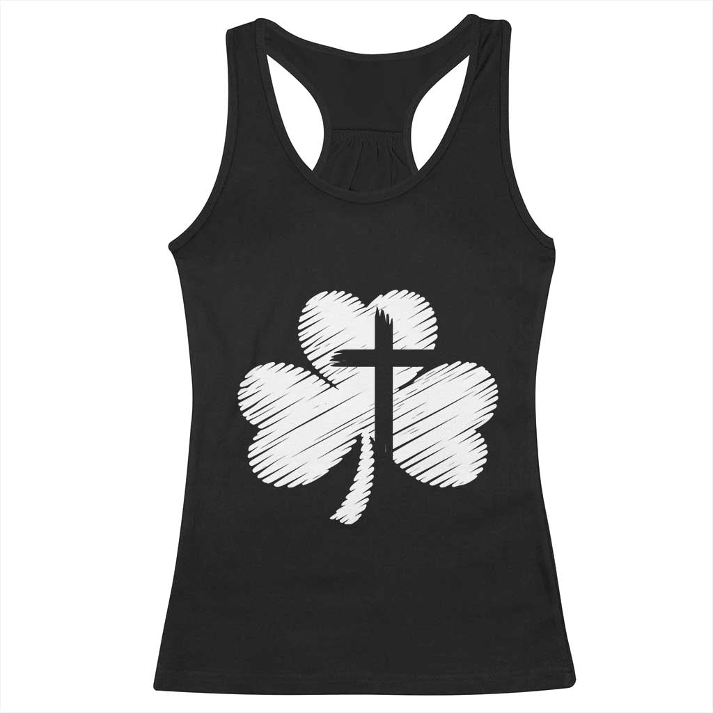 St Patricks Day Christian Religious Shamrock Cross Racerback Tank Top TS11 Black Print Your Wear