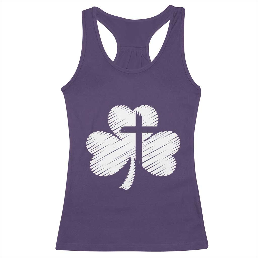 St Patricks Day Christian Religious Shamrock Cross Racerback Tank Top TS11 Purple Print Your Wear