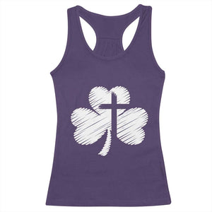 St Patricks Day Christian Religious Shamrock Cross Racerback Tank Top TS11 Purple Print Your Wear