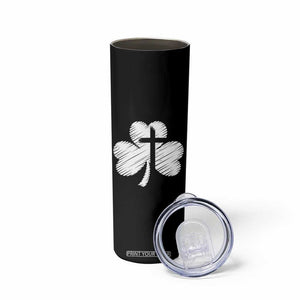St Patricks Day Christian Religious Shamrock Cross Skinny Tumbler TS11 Print Your Wear