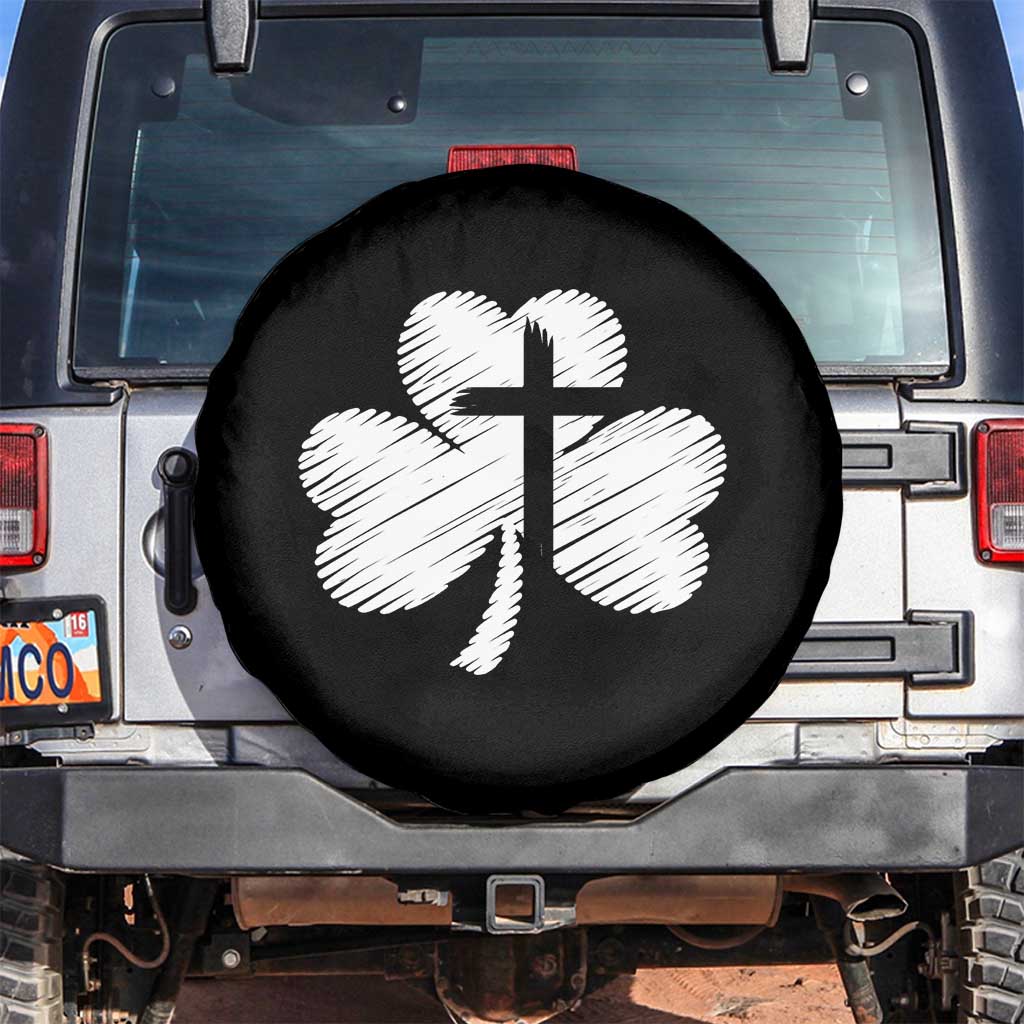 St Patricks Day Christian Religious Shamrock Cross Spare Tire Cover TS11 No hole Black Print Your Wear