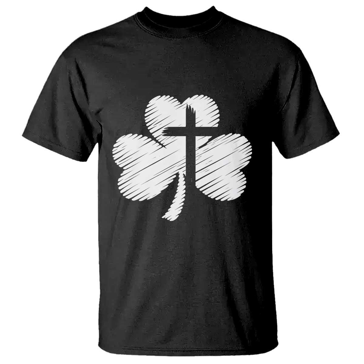 St Patricks Day Christian Religious Shamrock Cross T Shirt TS11 Black Print Your Wear